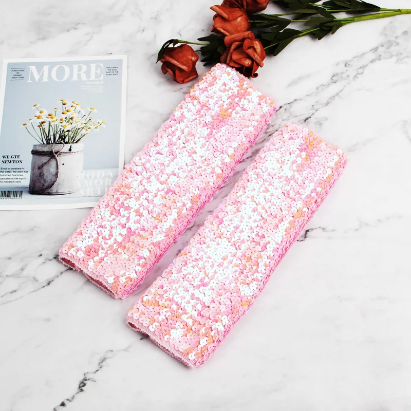 Women's Gloves 28cm Glitter Long Gloves Embroidery Lace Mesh Special Length Dress Dark Purple Stage Gloves Ladies Mittens