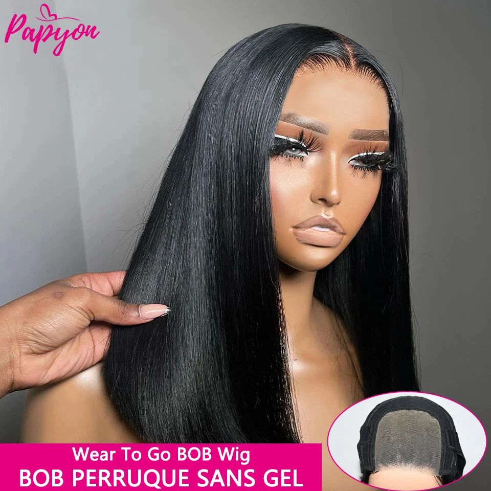 Perruque Cheveux Humains 100% Naturelle Préplumée Sans Colle - Style Yaki Noir - Neuf Avec étiquettes