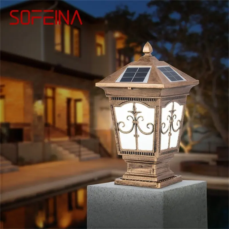 

SOFEINA Outdoor Solar Post Light Modern Patio Pillar LED Waterproof Lighting For Lawn Garden Fence Gate Porch Courtyard