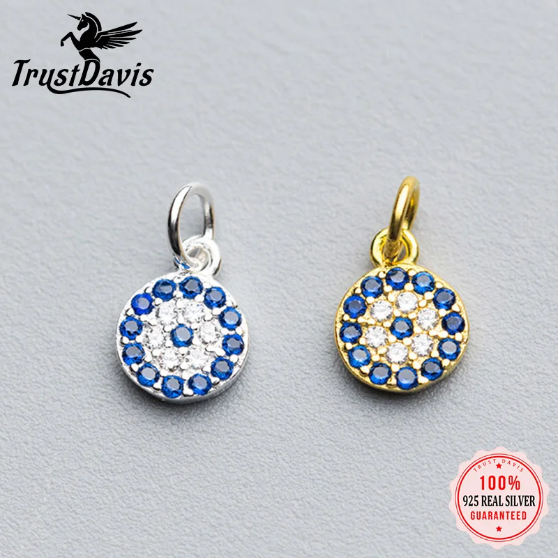 925 Sterling Silver geometric Round CZ Eye Charm Pendant pendant necklace silver necklace silver pendant silver necklace charms Handmade DIY Accessories DZ14
