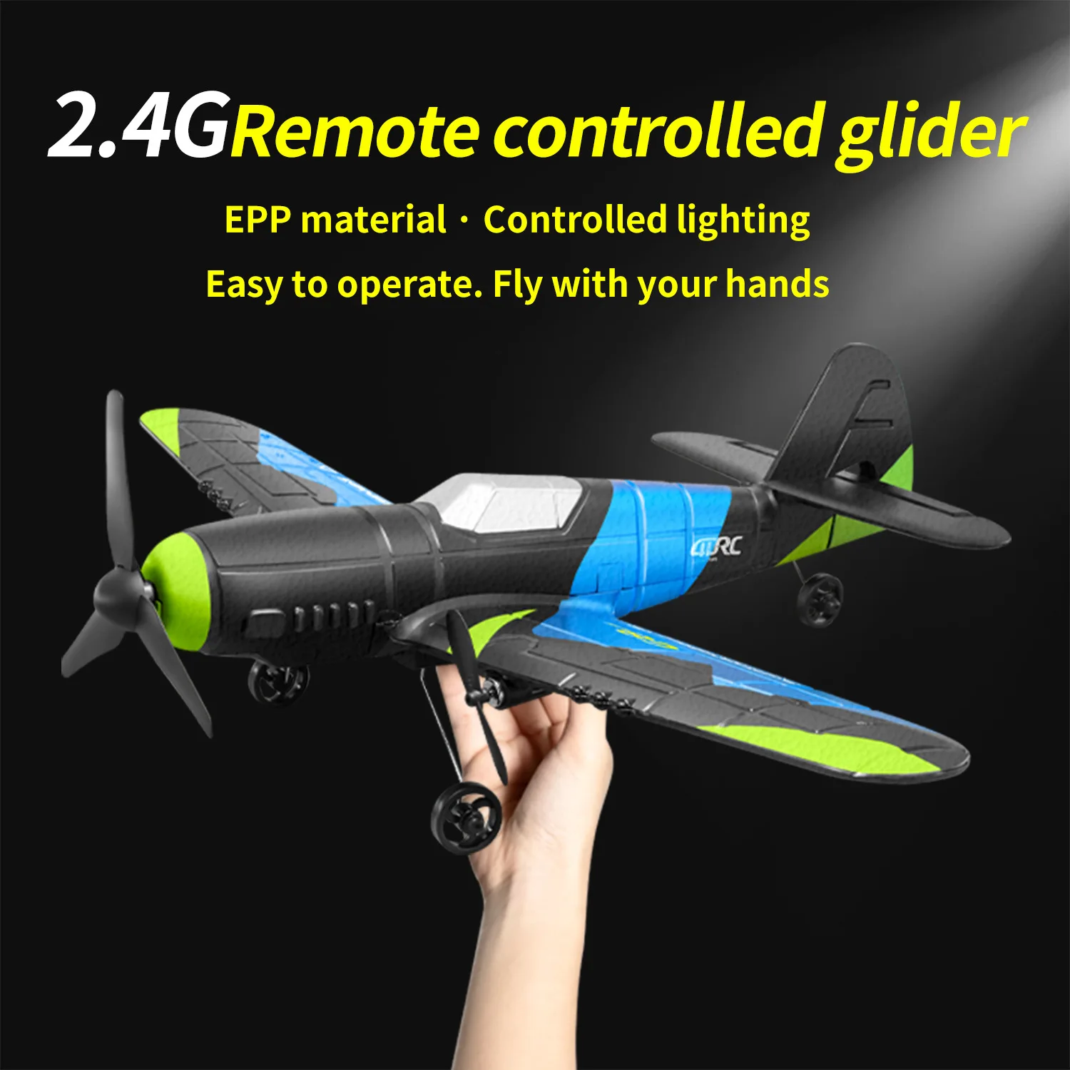 Avion RC télécommandé 2.4GHz, 20min vol, 200m portée, 3.7V 800mAh