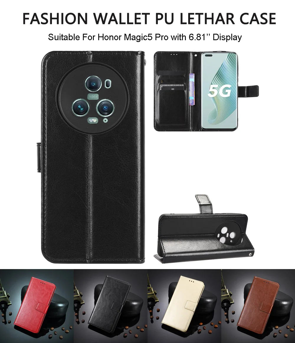 Flip Wallet Custodia In Pelle Pu Per Honor Magic5 Pro Custodia Per Cellulare Con Porta Slot Per Schede Honor Magic5 Lite/Honor Magic5