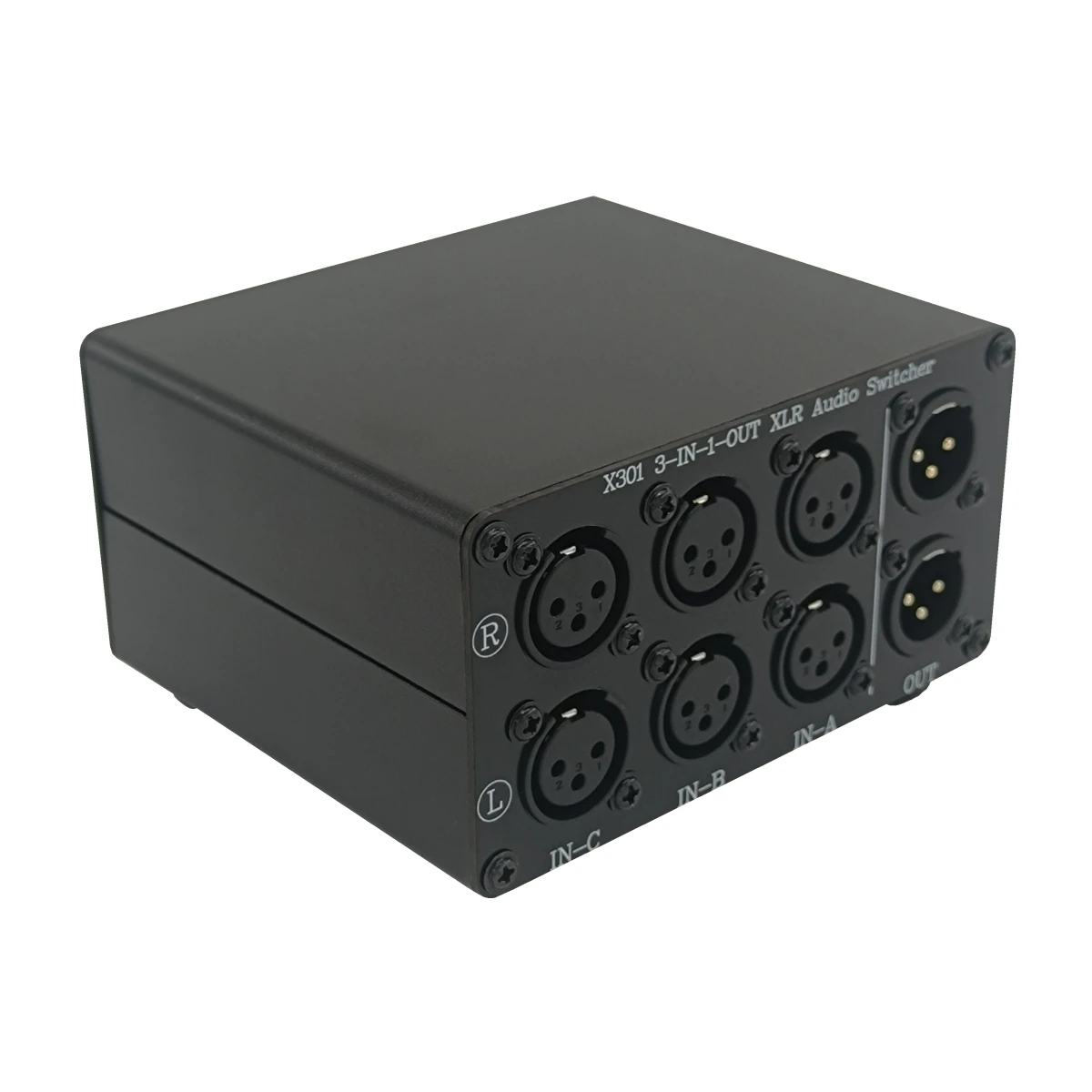 X301 XLR Stereo Audio Schalter box, 3-Weg Ausgewogene Audio-Konverter, passive Signal Quelle Audio Eingang Selector Switcher 3 in 1 Heraus