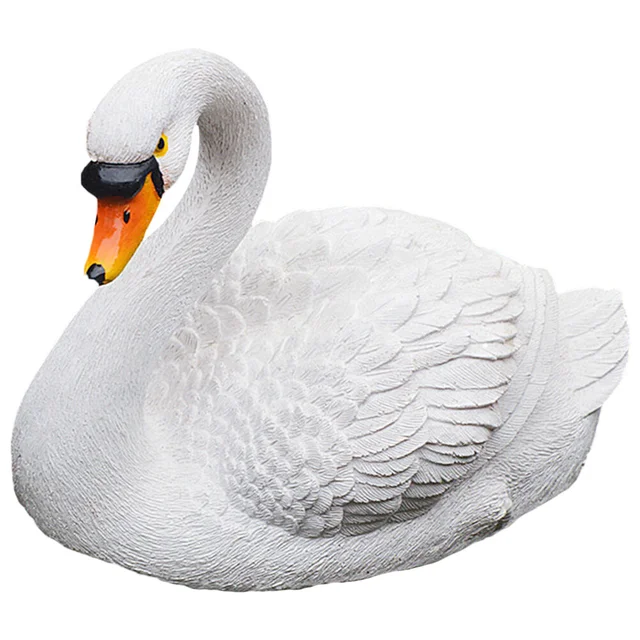 Úszó Hattyú Szoborszobor Medence Dekorok Mesterséges Reális Szimuláció Gyanta Talált Dekorációs Kerti Dísz Otthon - Image 6