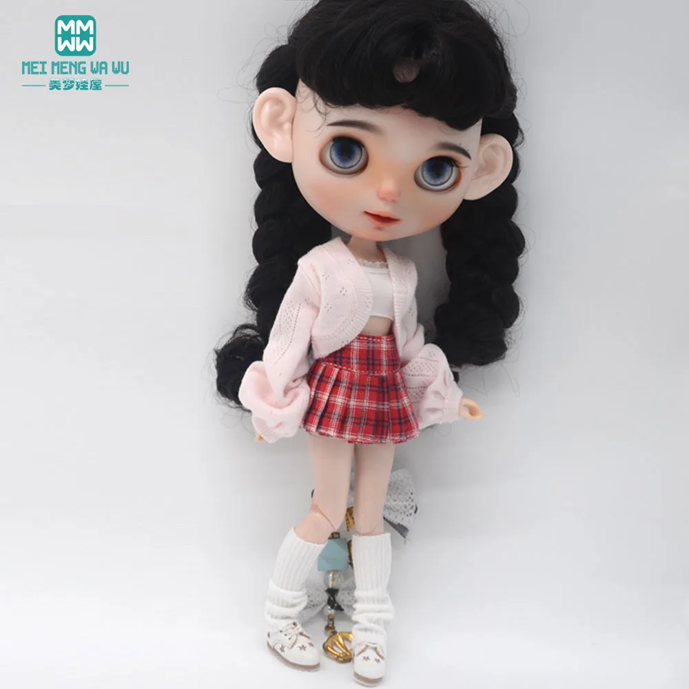 Fashion New Puff Sleeve Knit Jacket Set for Blyth Doll Azone OB23 OB24 Doll Accessories