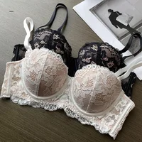 Soutien-gorge en dentelle à armatures pour femmes, sous-vêtements floraux, soutien-gorge push-up, soutien-gorge confortable, soutien-gorge demi-tasse, lingerie sexy, bonnet 1/2 1