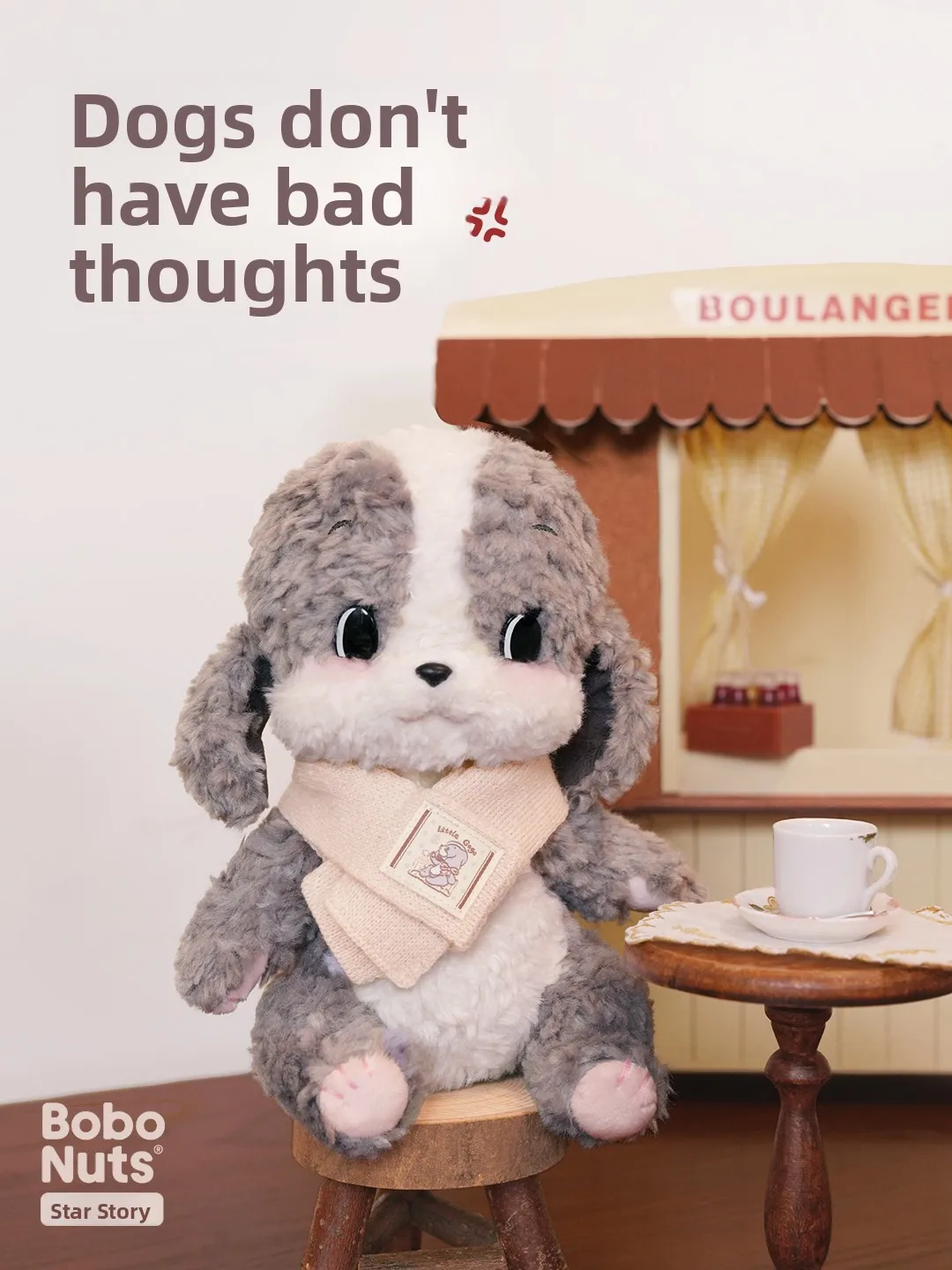 Bobonuts Doggo Plu Toy Stuffed Doll Fabric Art Birthday Gift for Girls Comforting Pal Handheld Doll PP Cotton Filled