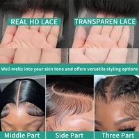 Perruque Lace Front HD Transparente Bling Hair, Cheveux Humains Raides Pré-Pluckés, Brésiliens Remy, 13x4 et 13x6, pour Femmes 5