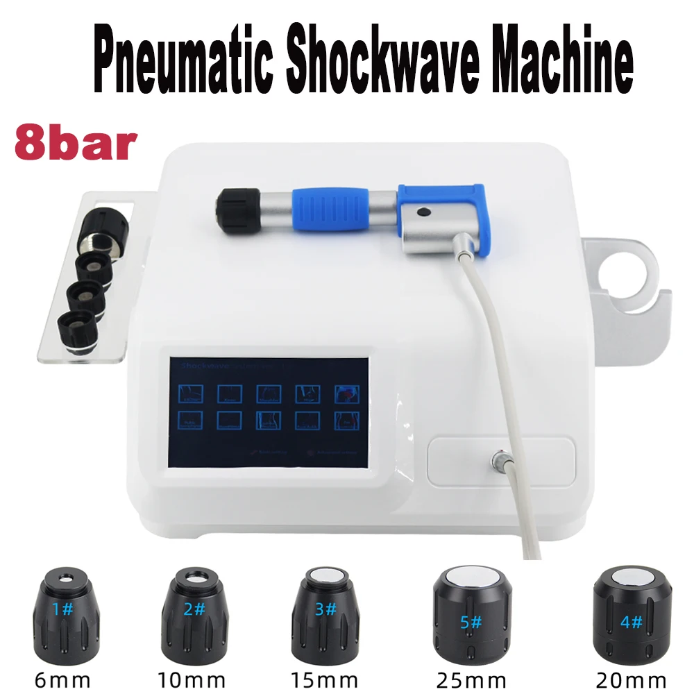 

New Pneumatic Shock Wave Therapy Machine 8 Bar Professional For ED Treatment Sport Injury Joint Pain Home Use Shockwave Massger