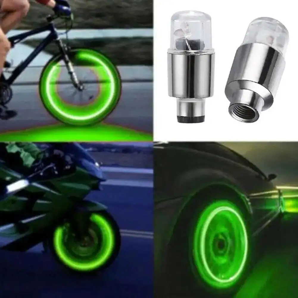 2PCS Colorful LED Wheel Light Valve Caps
