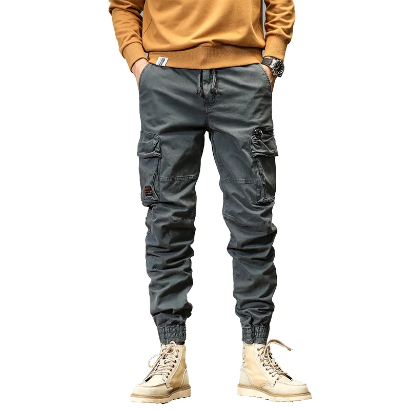 Casual Pants Mens Joggers Cargo Pants Y2k Multi-Pocket Male Trousers