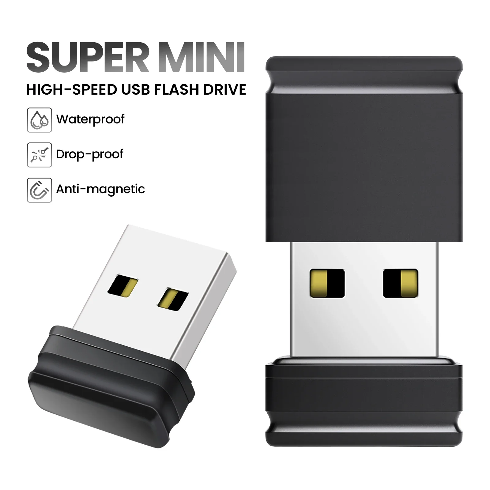 USB Flash Drive Flash Drive Super Mini Metal USB Flash Drive Waterproof Pendrive 128GB 64GB 32GB 16GB 8GB 4GB Real Capacity Memory Stick Thumbdrive Gift