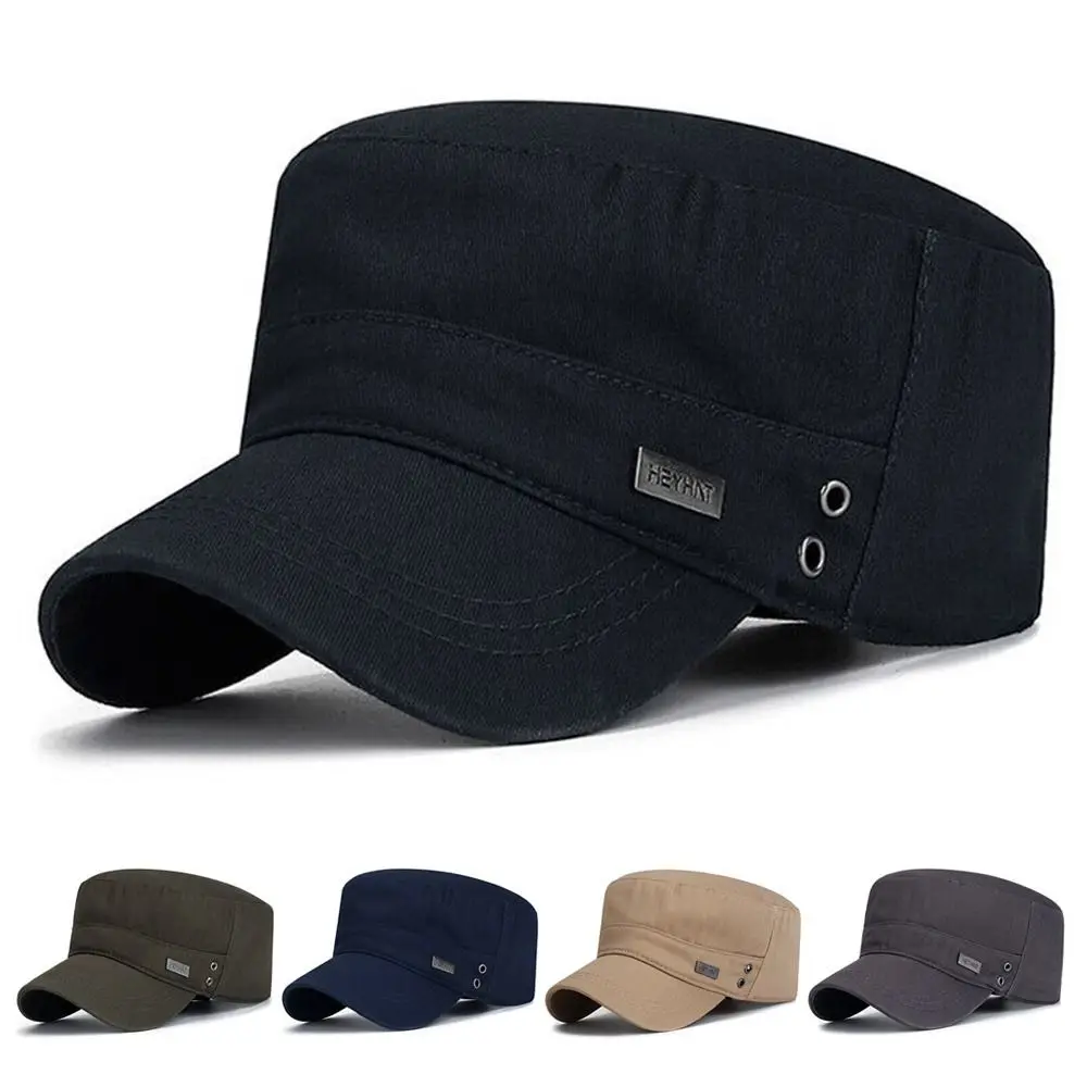 Men Unisex Army Hat Baseball Cap Cotton Cadet Hat Military  Breathable Combat Fishing Flat Adjustable Cap_voghion.com