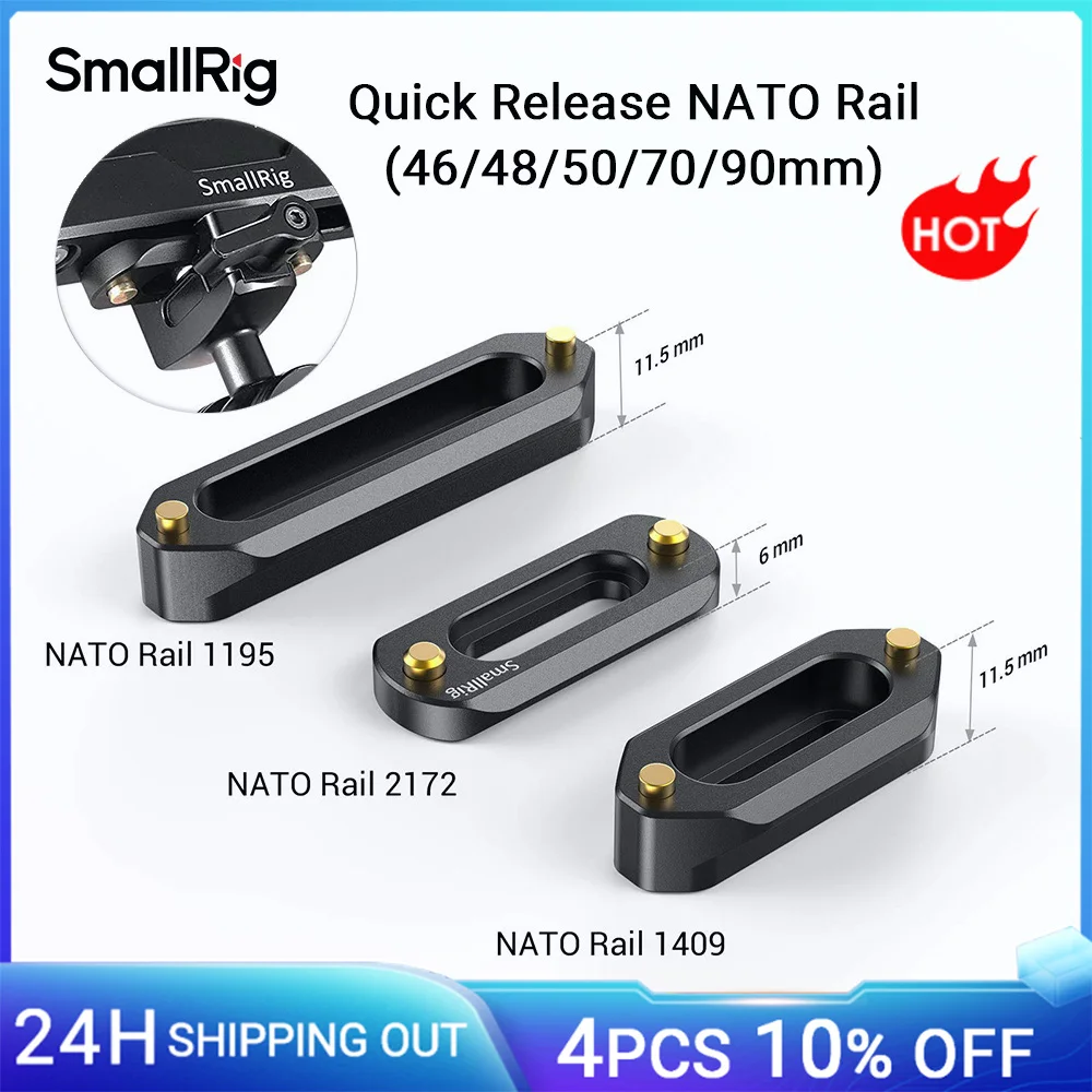 SmallRig Mini NATO Rail Camera Quick Release - Compact 6mm Thick, 48mm Length
