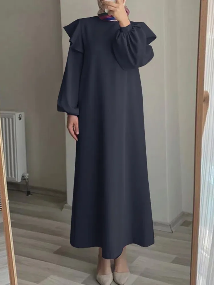 

Elegant Women's Long Sleeve Solid Maxi Dress