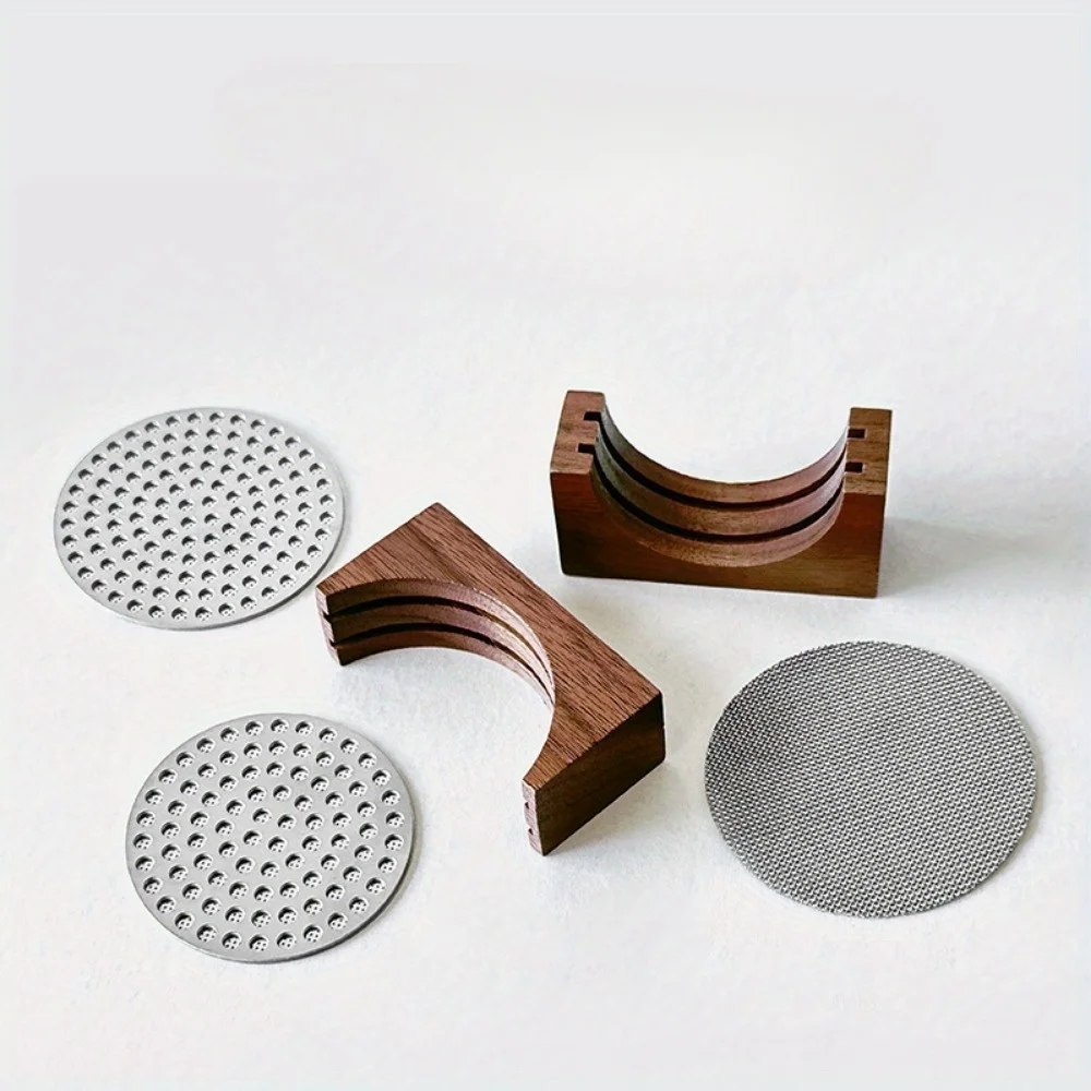 Espresso Coffee Filter Screen Holder Coffee Making Puck Screen Bracket Wooden Walnut Stand Rack for 51MM/53MM/58MM Puck Screen