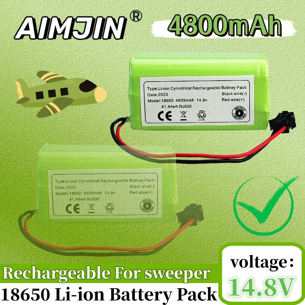 

AIMJIN 18650 14.8V 4800mAh SM Plug Lithium Battery Pack Replacement Parts For Electric Sweeper Robot Vacuum Cleaner Accessories
