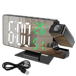 LED Digital Projection Alarm Clock with 180° Rotatable Projector and Large Display (Style 1)