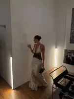 Polka Dot Backless Sexy Maxi Dress Women Gown Patchwork Lace Deep V Neck Sleeveless Halter Dress Ladies Party Club Long Dresses - Image 2