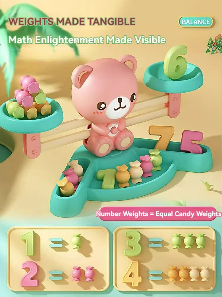 Montessori Math Toy Bear Balance Baby Montessori Educational Games Number Puzzle Toy Educational Learning Toys Teaching Material