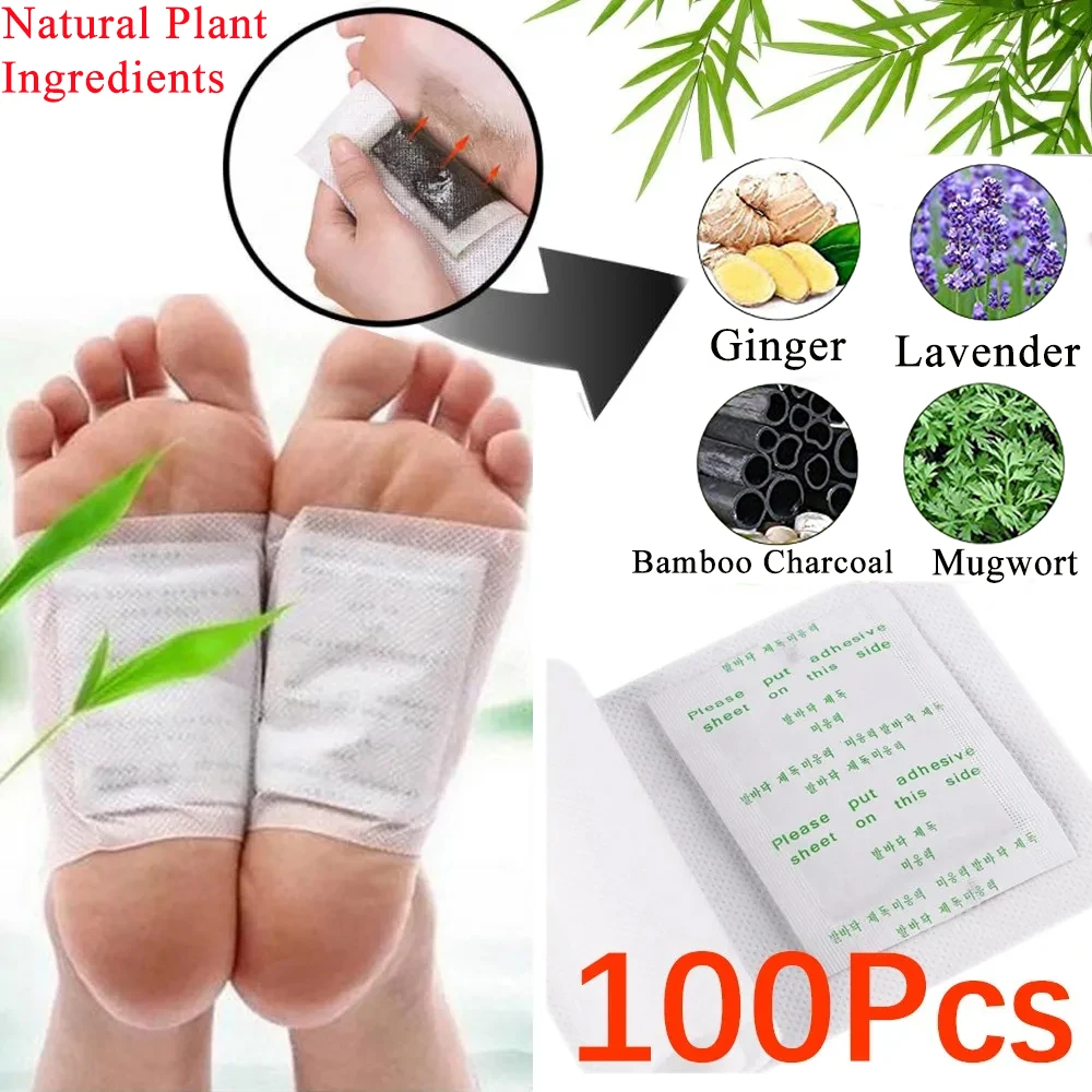 100PCS/Lot Detox Foot Patch Bamboo Pads Patches With Adhersive Foot Care Tool Improve Sleep Slimming Detoxification Foot Sticker