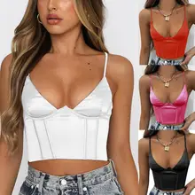 

Slim Crop Top Deep V Neck Mini Sexy Backless Sleeveless Top Mini Top Tank Top