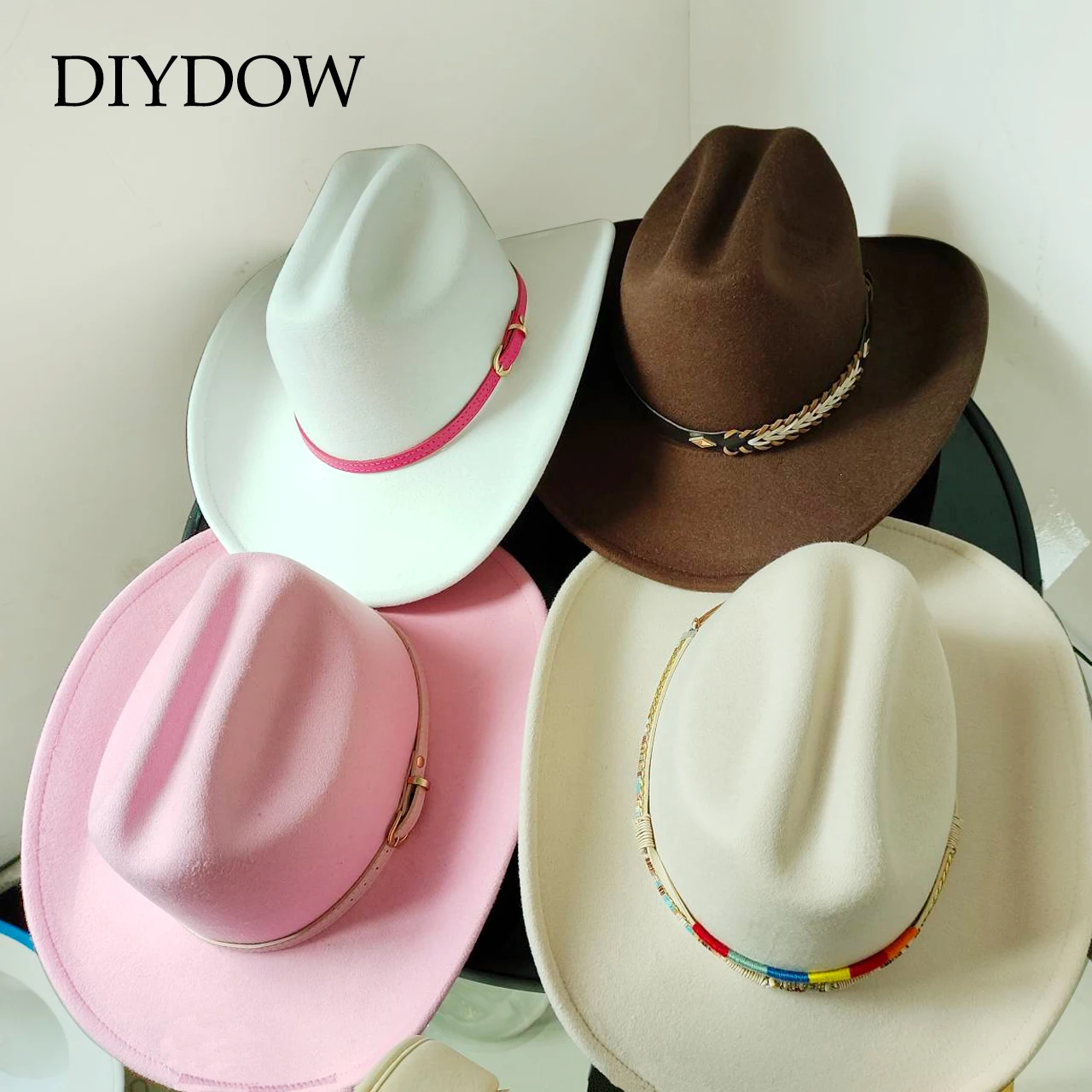 2023NewWhiteWesternCowboyHatforMenandWomenJazzCowboyHat