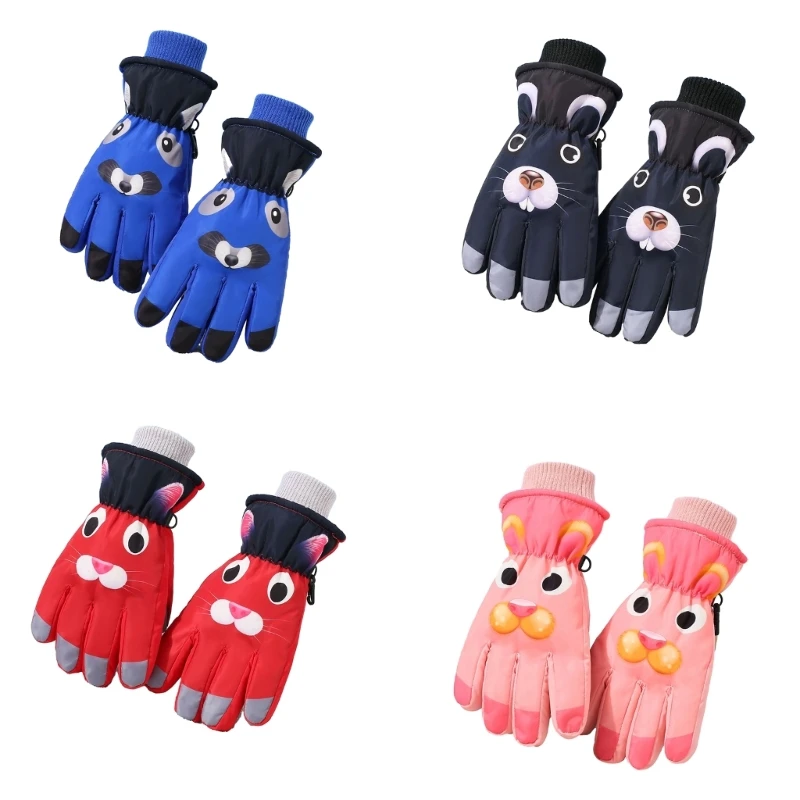 Cartoon Gloves for Kids Boys Winter Outdoor Sports Road Riding Equipment Windproof Thicken Skiing Gloves for Winter