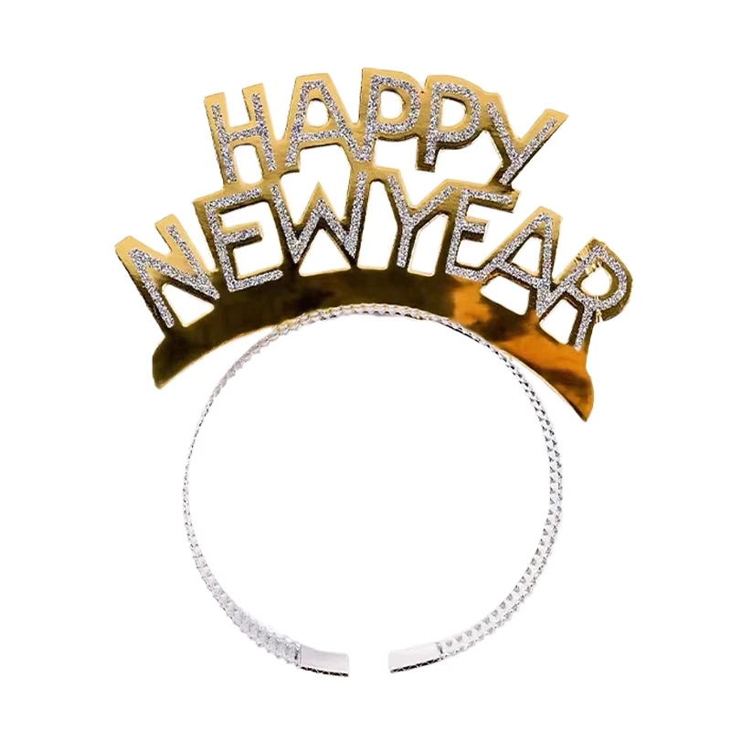Cerchietto Per Capelli Natalizio Con Stelle Glitterate - Accessorio Happy New Year Per Feste, Capodanno, Compleanni - Oro, Argento E Nero - 5