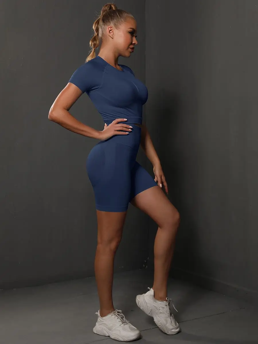 blue shorts set