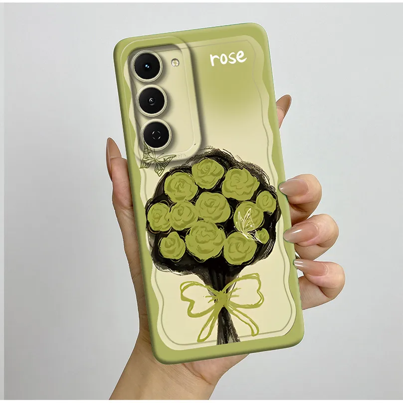 Aesthetic Flowers Slim Liquid Silicone Phone Case - Anti-Drop Protective Soft Cover