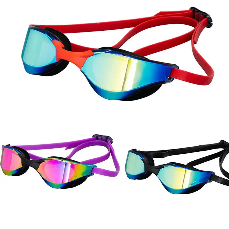 Professional Silicone Swim Eyewear Waterproof Plating Double Antifog
