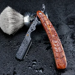 Wood Handle Shaving Razor Men's Shaver Professional Barber Straight Razor Facial Beard Shaving Tool Hair Removal Safety Razor