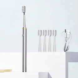 Women's Electric Toothbrush with Soft DuPont Bristles - Elegant Design for Pure Beauty and Comfort (Silver 3 heads)