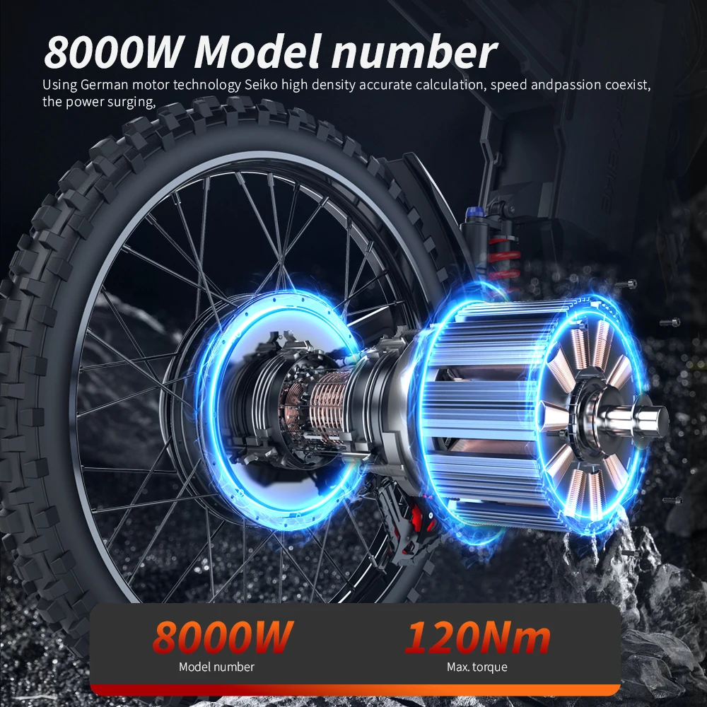 EKXBIKE GTS Electric Bike for Adults 8000W Peak Electric Dirt Bicycle Electric Motorcycle with 72V 30AH Battery