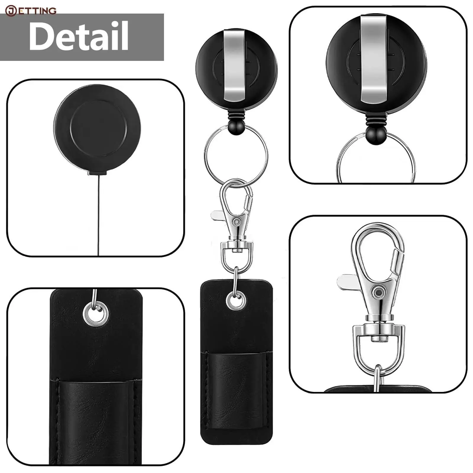 Retractable Badge Reel Ballpoint Pen Belt Clip Key chain with