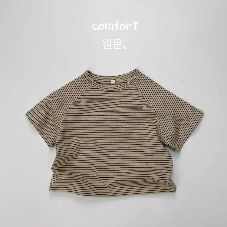 Summer Fashion Children Clothes Boy Girl Baby Loose Striped Basic Short Sleeve T-shirt Thin Kids Cotton Tees Toddler Casual Tops