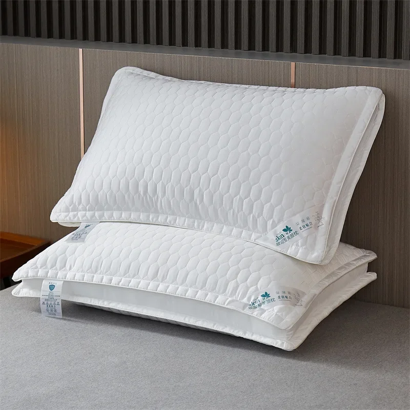 High Pillow Five-star Hotel Quality Cotton Pillow Core Pure Cotton White Pillow Wide Side Three-dimensional Bed 48x74cm 3
