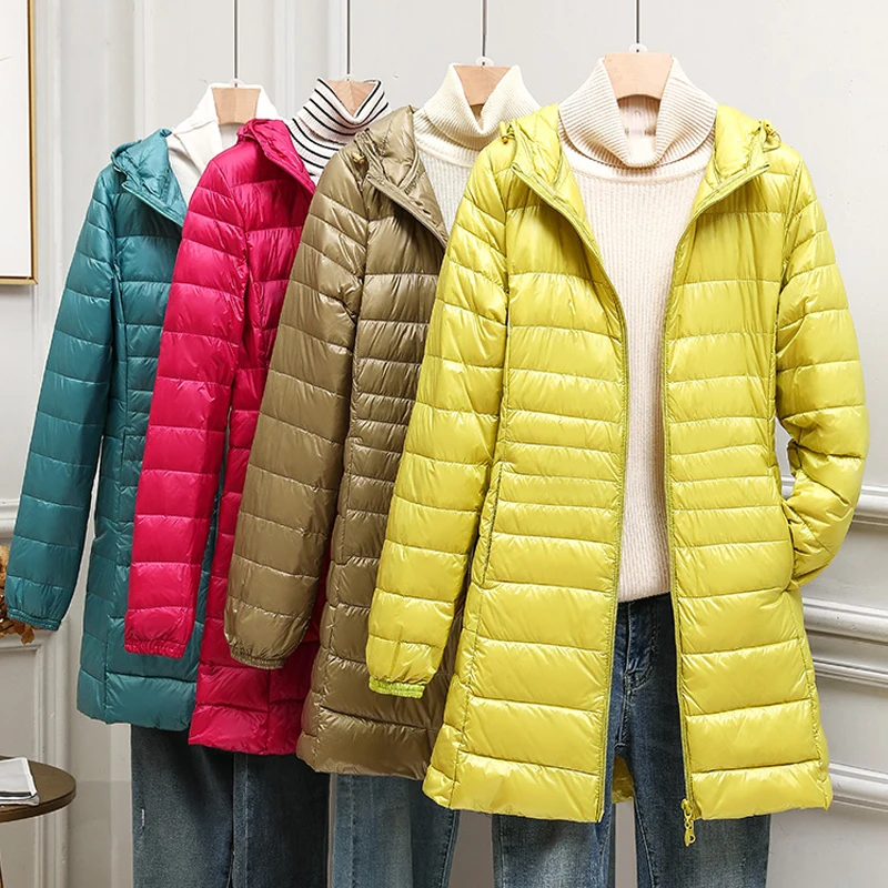 

Women Puffy Jackets Ultralight Duck Down Jacket New Autumn Winter Portable Hooded Parka Coat Windbreaker Outwear Jaqueta De Pato