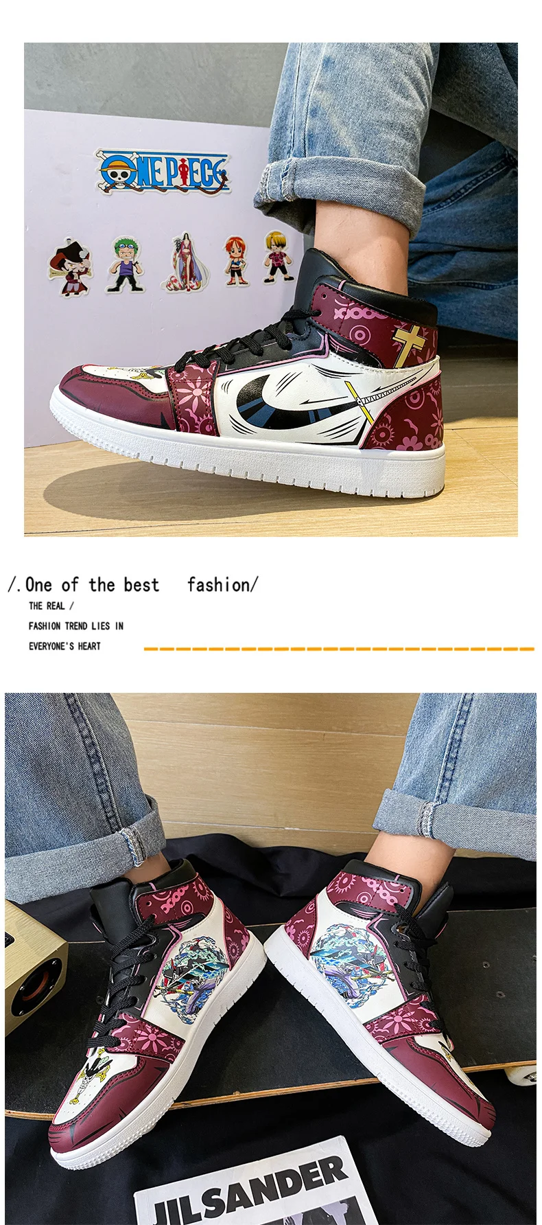 pretty woman costume Anime Shoes Men Sneakers One Piece Zapatillas Hombre Leather High Top Rubber Casual Eagle Eye Couples Shoes Tenis Masculino anime cosplay
