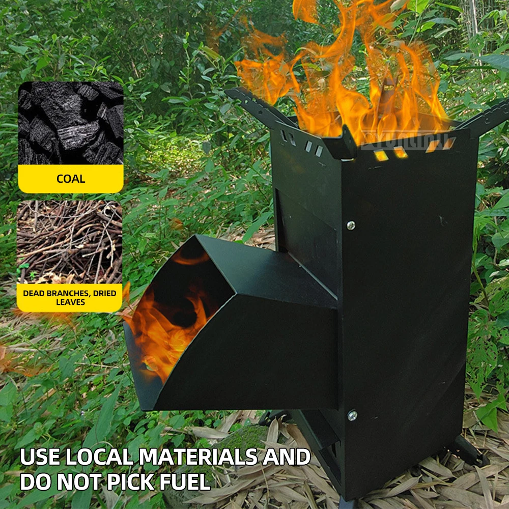 Outdoor Portable Fire Wood Heater Simple Picnic Camping Stove for Barbecue Equipment Rocket Stove 2