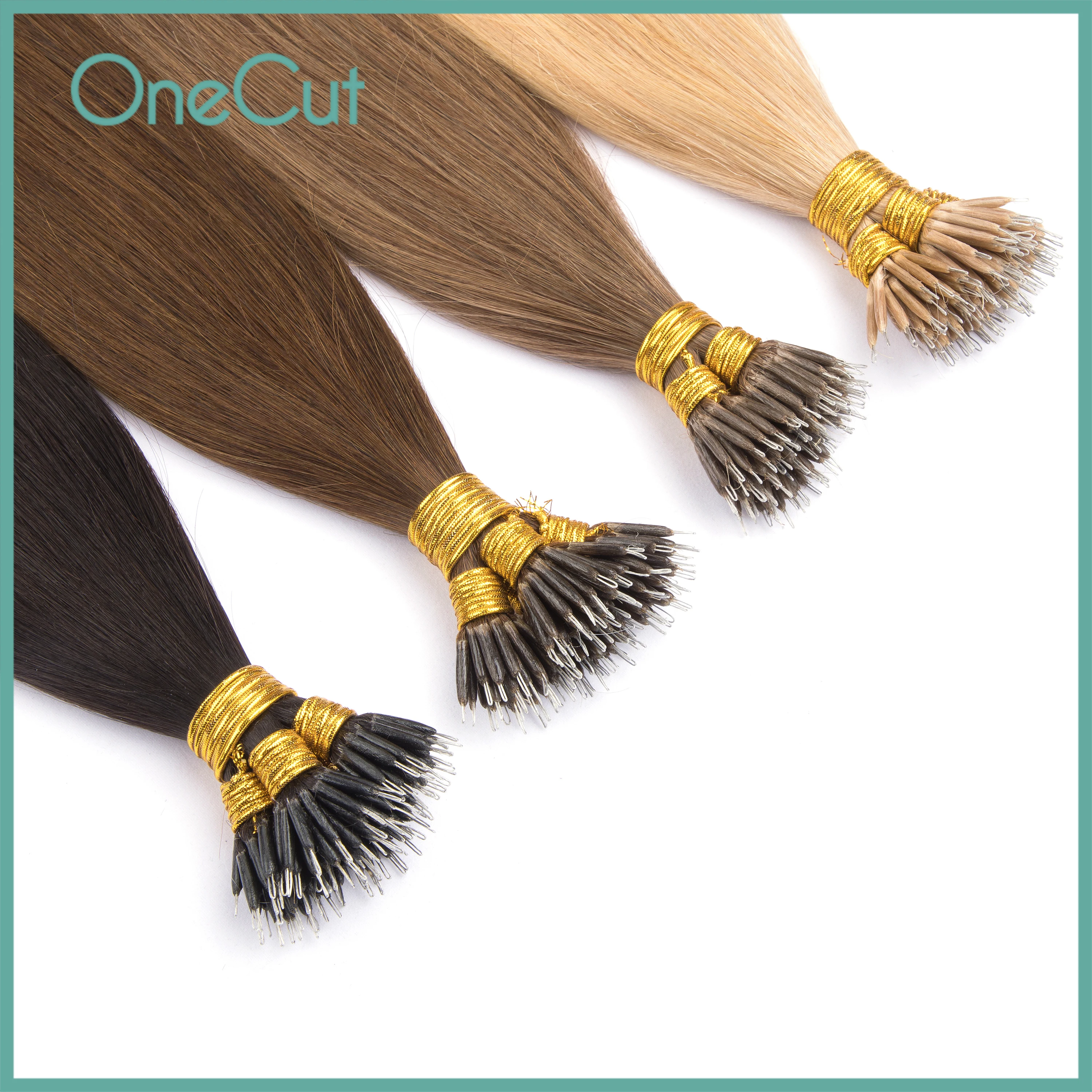 Human Hair Extensions Nano Rings Micro Beads Straight Natrual Black Pre Bonded Fusion 50 Strands Remy Wigs