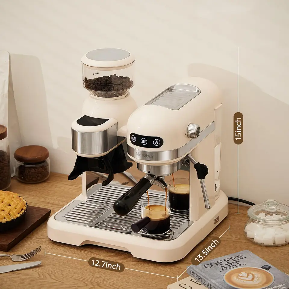 Latte Coffee Machine With Milk Wand Gevi 20 Bar Compact