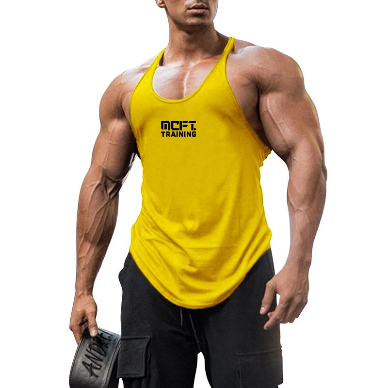 

Майка Мужская Спортивная хлопковая, тренировочная рубашка без рукавов для бодибилдинга и фитнеса, майка-Стрингер, летняя Свободная майка