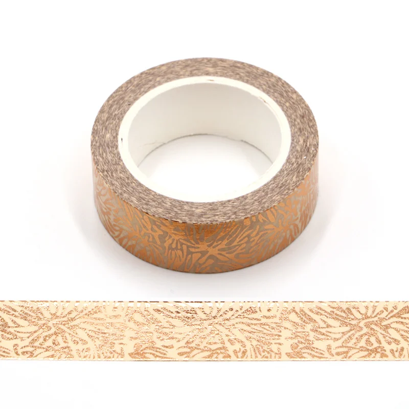 1PC 15MM*7M Foil Flowers Washi tape set gold foil laser masking tape for  Scrapbooking