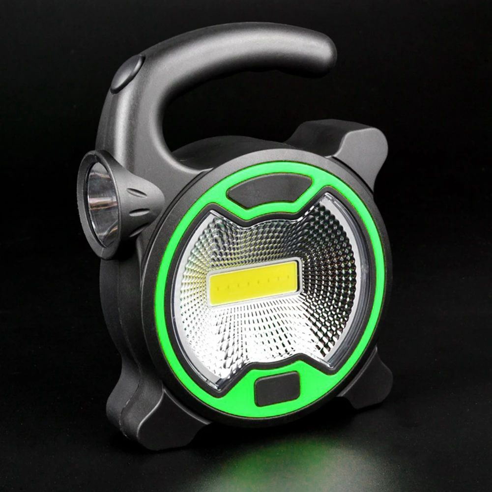 Green ABS LED COB Flashlight for Camping Emergency