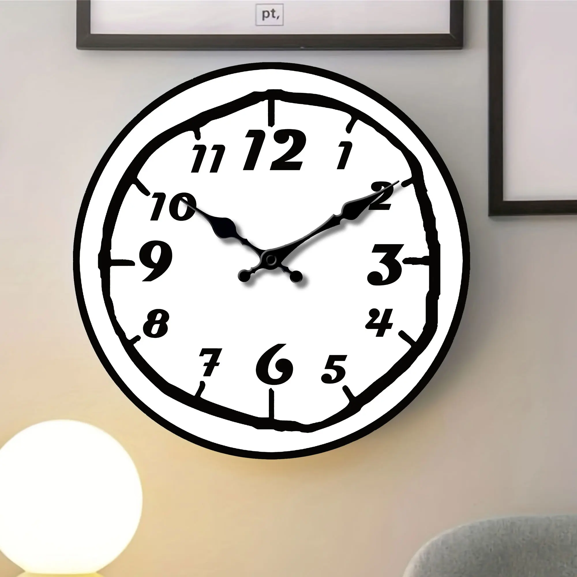 1pc wooden wall clock, modern simple Arabic art digital design wall clock, home mute for living room bedroom, room decora