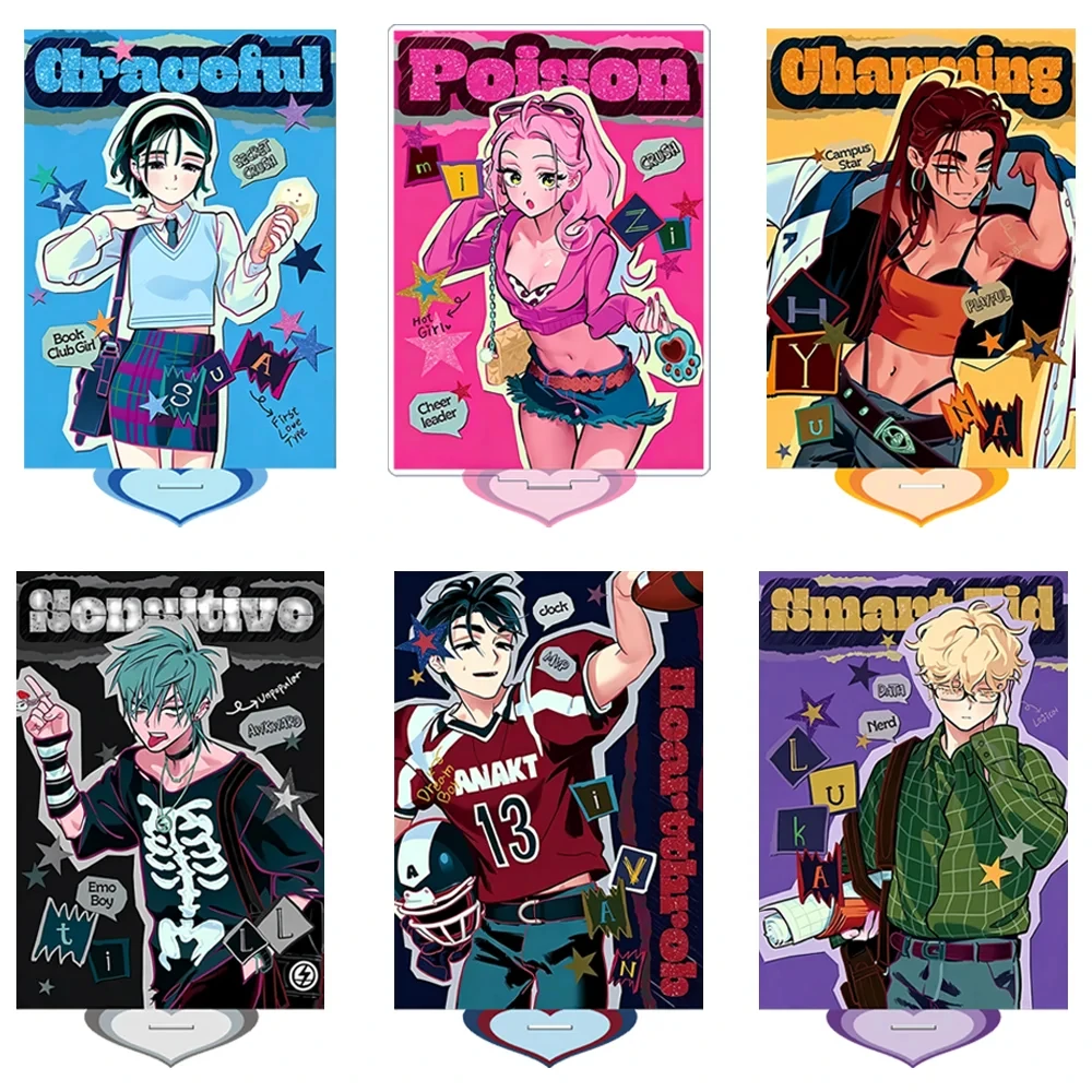Alien Stage Find Your Plus Kawaii Anime Acryl-Ständer Schlüsselanhänger 15CM One Mizi Sua Till Ivan Luka Hyuna Schreibtisch-Deko Sammelgeschenke
