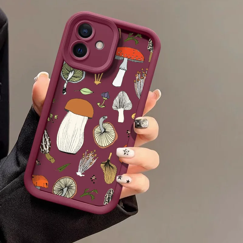 Cartoon Colorful Mushroom Pattern Soft Silicone Phone Case
