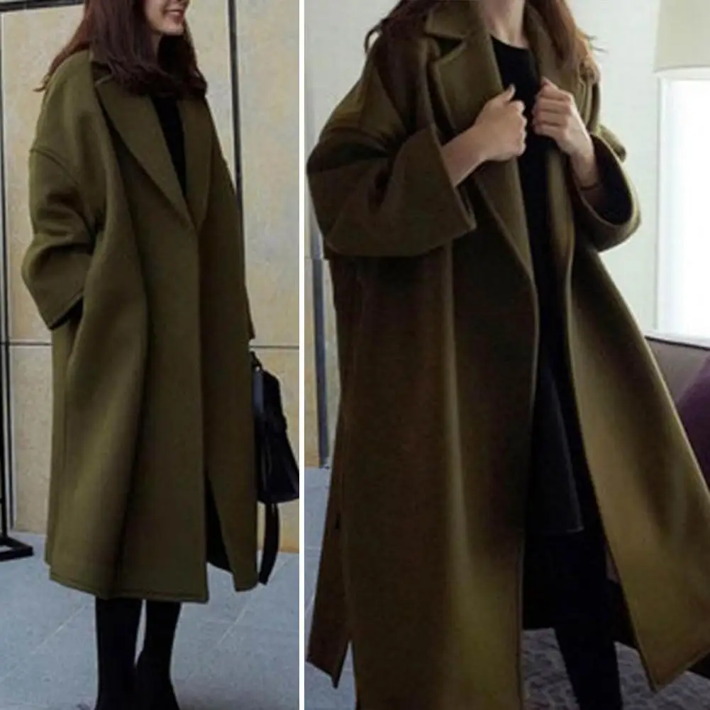 

Women Fall Coat Streetwear Women Winter Overcoat Long Sleeves Notch Collar Winter Overcoat Female Clothes